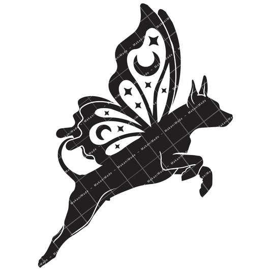 Leaping Butterfly American Hairless Terrier Decal