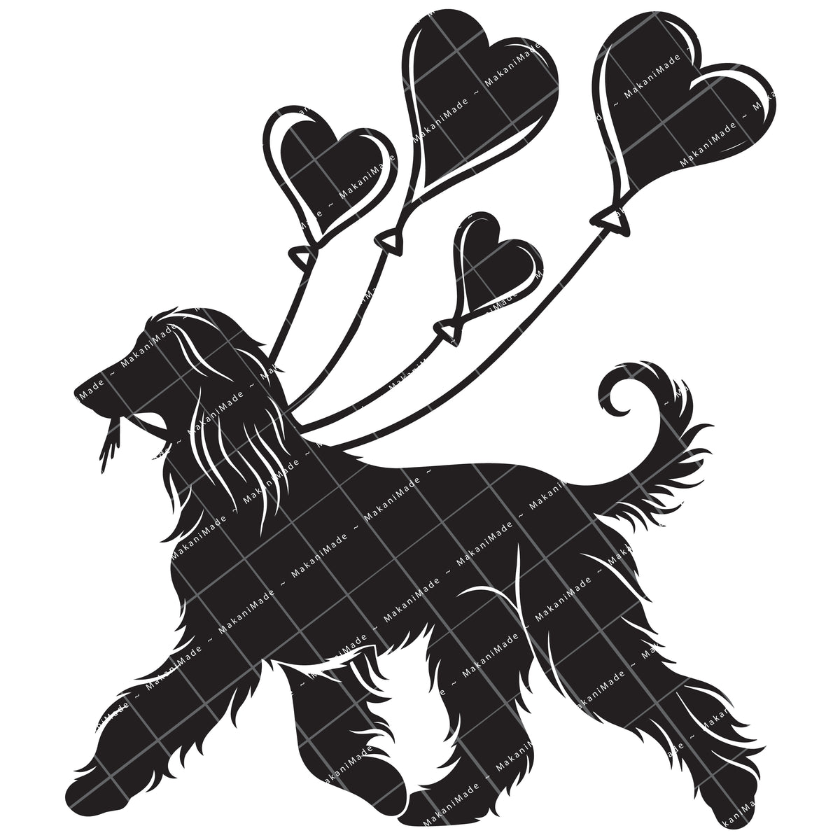 Heart Balloon Afghan Hound Decal