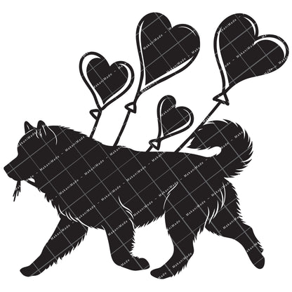 Heart Balloon Alaskan Malamute Decal