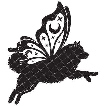 Leaping Butterfly Alaskan Malamute Decal