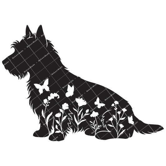 Floral Sit Australian Terrier Decal