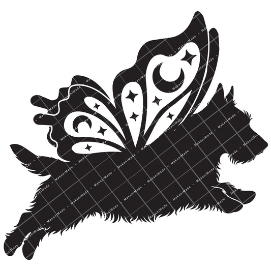 Leaping Butterfly Australian Terrier Decal