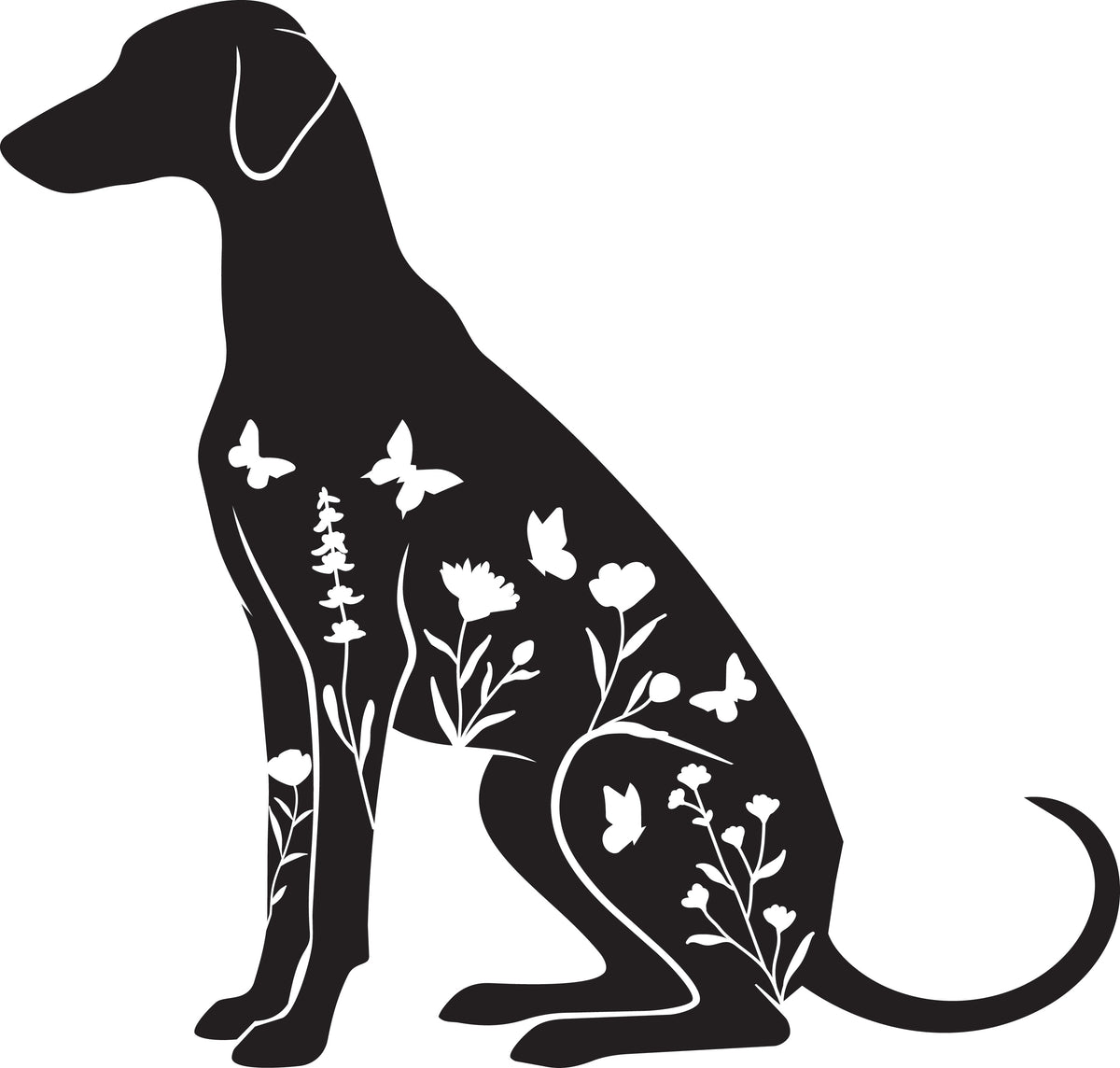 Floral Sit Azawakh Decal