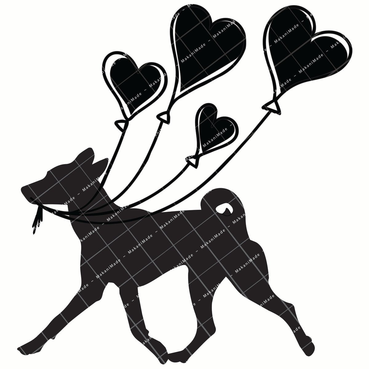 Heart Balloon Basenji Decal