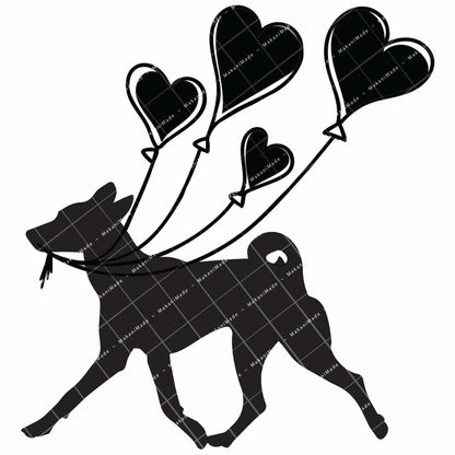 Heart Balloon Basenji Decal