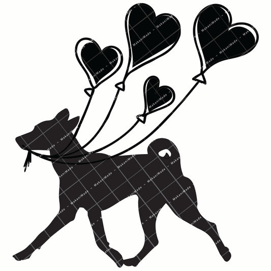 Heart Balloon Basenji Decal