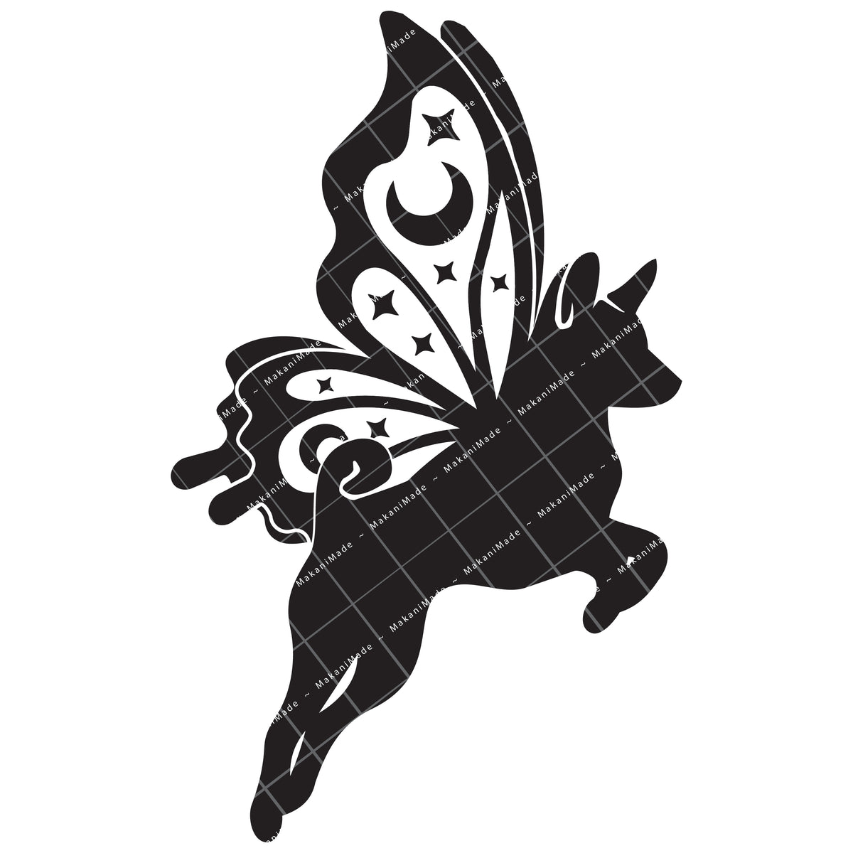Leaping Butterfly Basenji Decal
