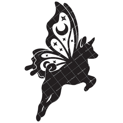 Leaping Butterfly Basenji Decal