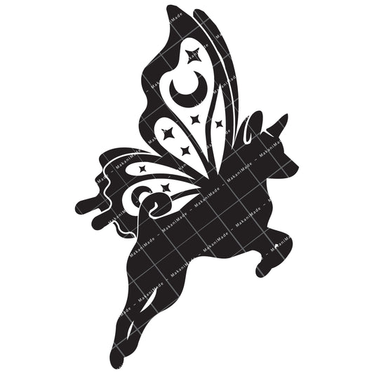 Leaping Butterfly Basenji Decal