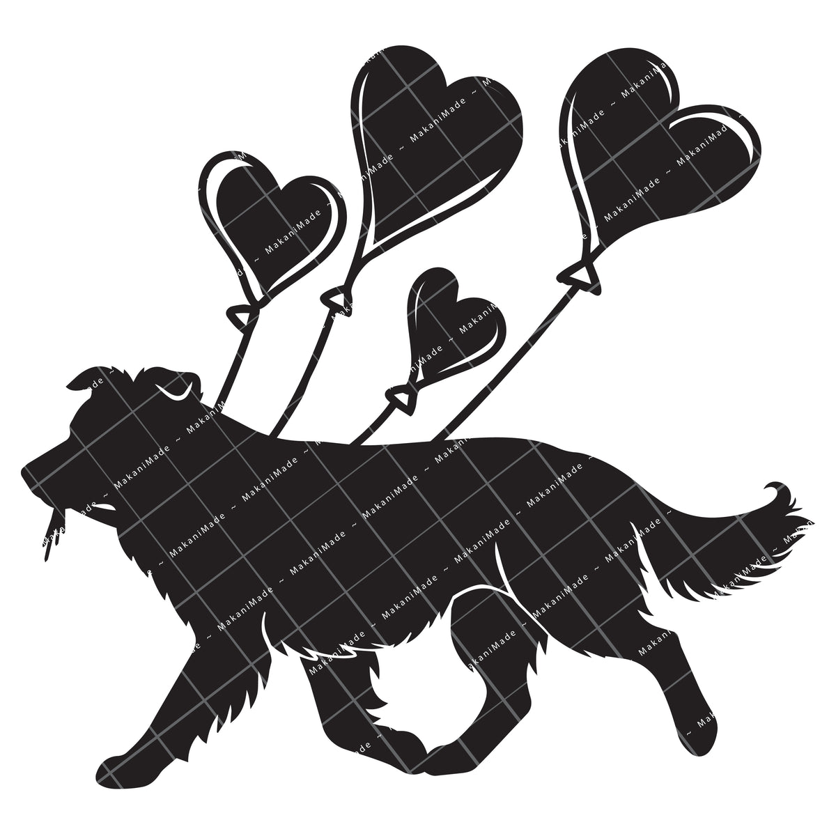 Heart Balloon Border Collie Decal