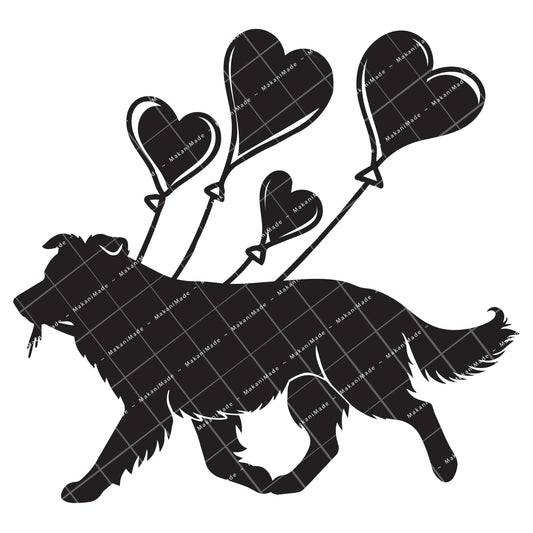 Heart Balloon Border Collie Decal