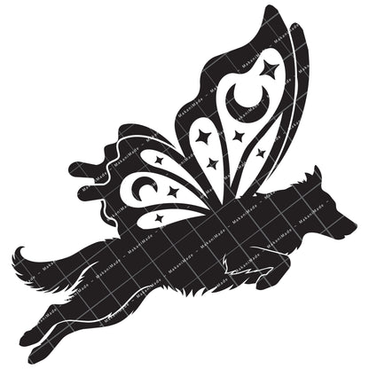 Leaping Butterfly Border Collie Decal