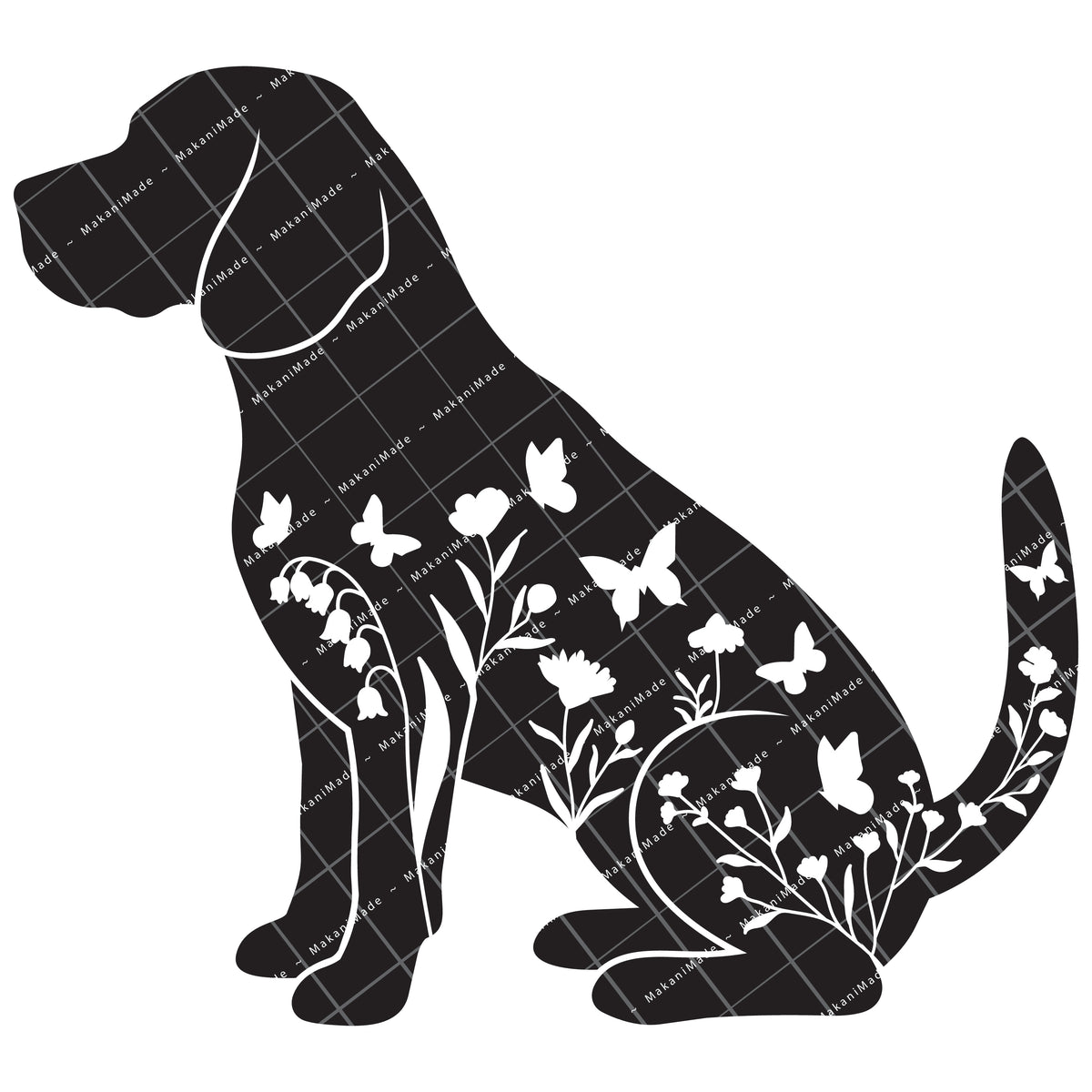 Floral Sit Beagle Decal
