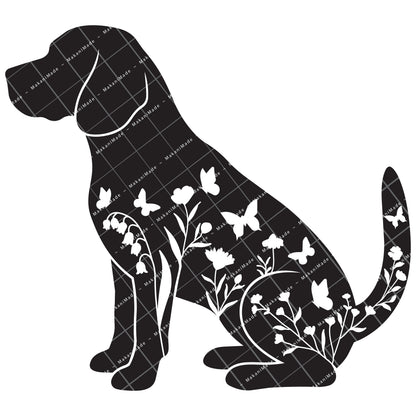 Floral Sit Beagle Decal