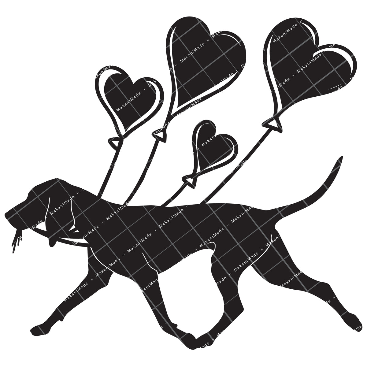 Heart Balloon Bluetick Coonhound Decal