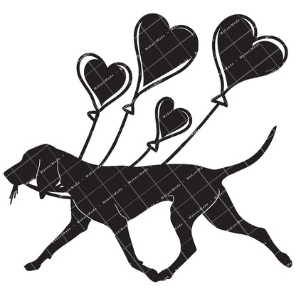 Heart Balloon Bluetick Coonhound Decal
