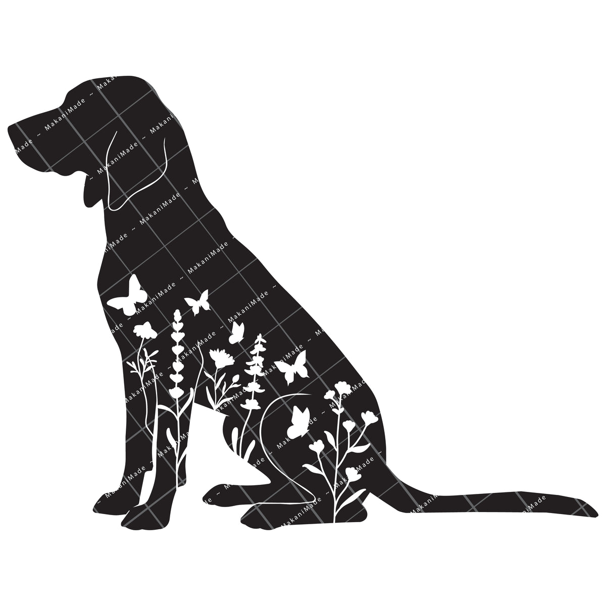 Floral Sit Bluetick Coonhound Decal