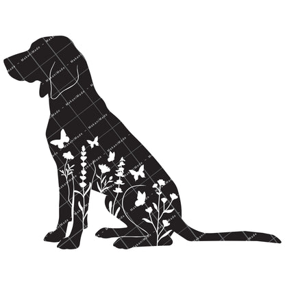 Floral Sit Bluetick Coonhound Decal