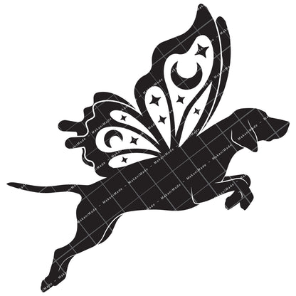 Leaping Butterfly Bluetick Coonhound Decal