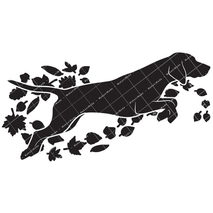 Fall Leaves Bluetick Coonhound Decal