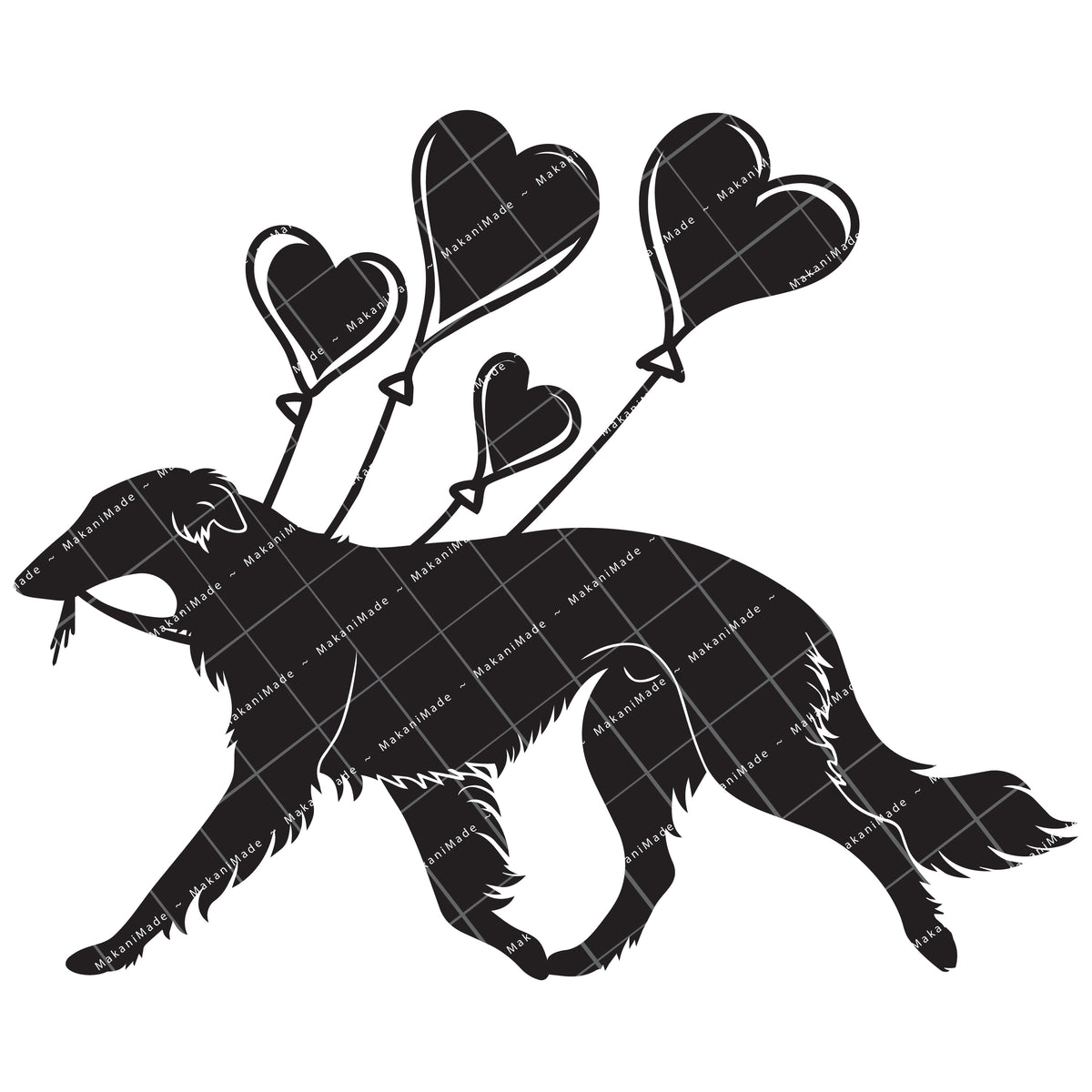 Heart Balloon Borzoi Decal