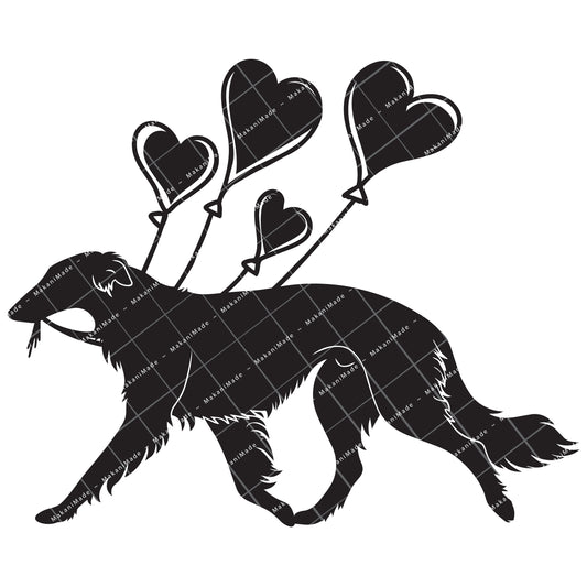 Heart Balloon Borzoi Decal