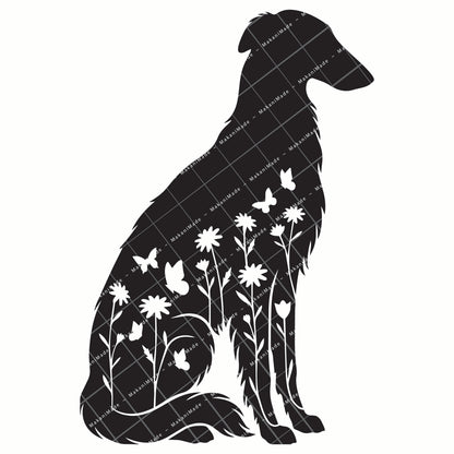 Floral Sit Borzoi Decal