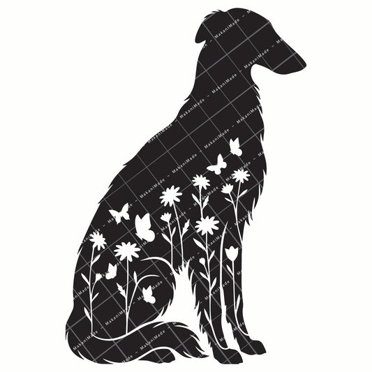 Floral Sit Borzoi Decal