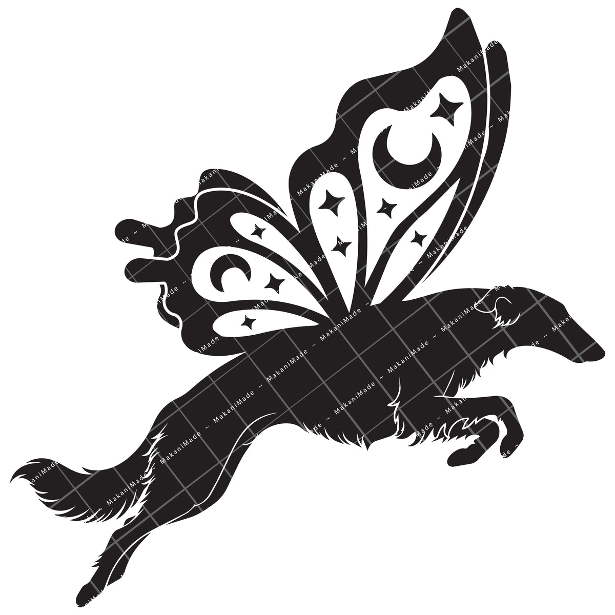 Leaping Butterfly Borzoi Decal