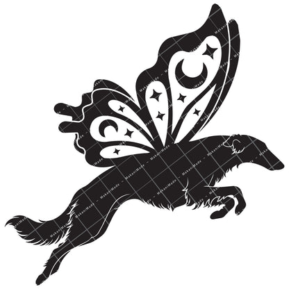 Leaping Butterfly Borzoi Decal