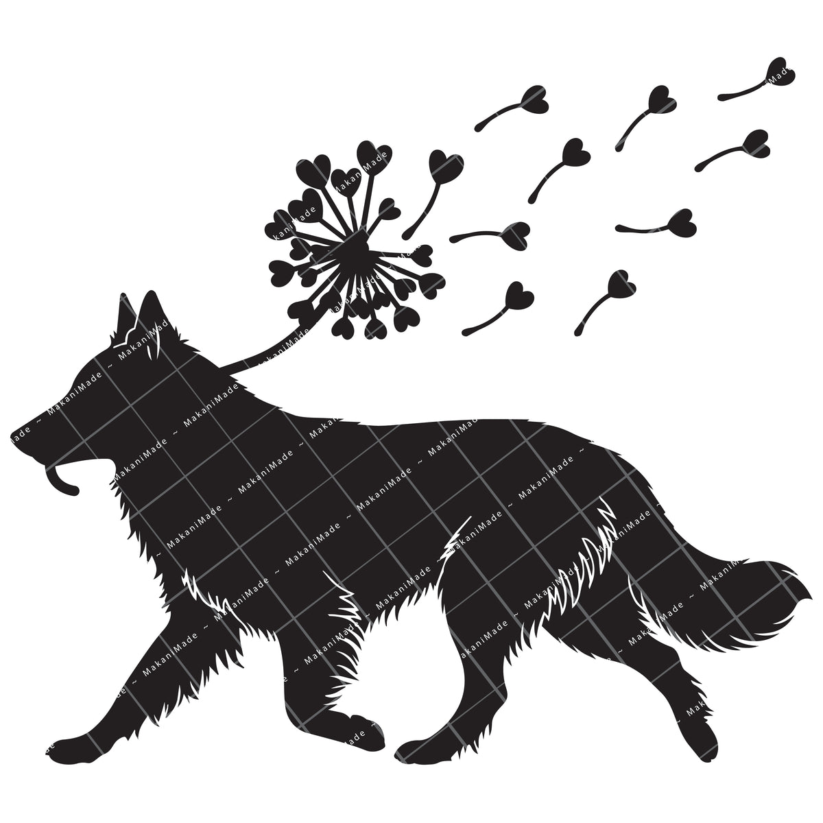 Dandelion Fluff Groenendael (Belgian Sheepdog) Decal