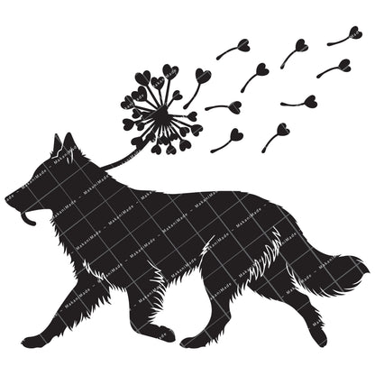 Dandelion Fluff Groenendael (Belgian Sheepdog) Decal
