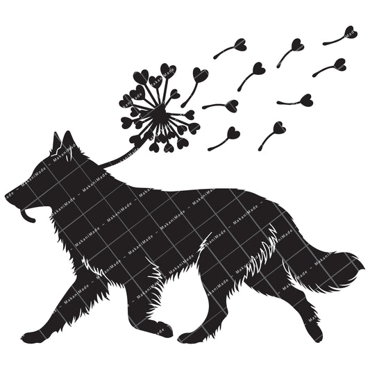 Dandelion Fluff Groenendael (Belgian Sheepdog) Decal