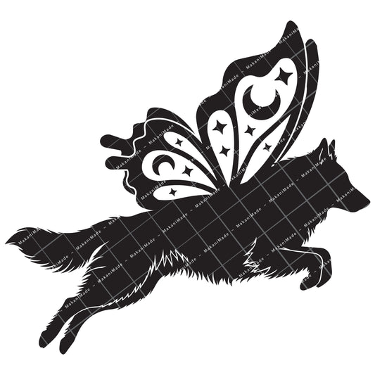 Leaping Butterfly Groenendael (Belgian Sheepdog) Decal