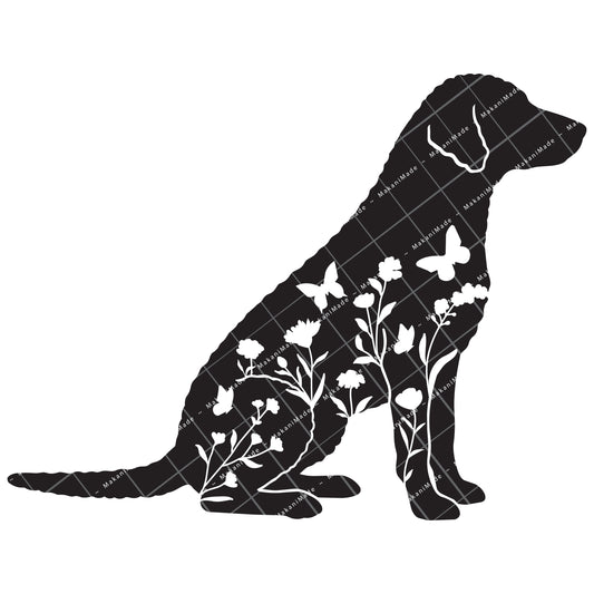 Floral Sit Curly-coated Retriever Decal
