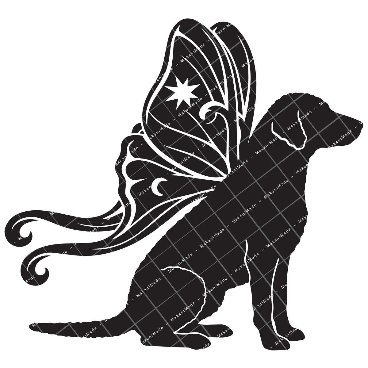 Moth Wing Curly-coated Retriever Decal