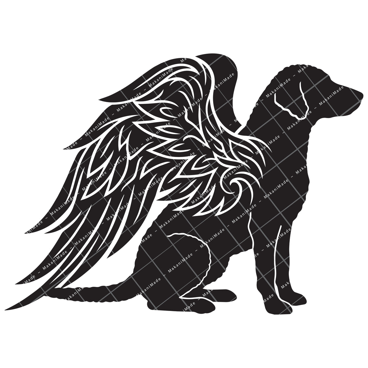 Angel Wing Curly-coated Retriever Decal