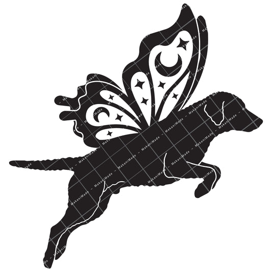 Leaping Butterfly Curly-coated Retriever Decal