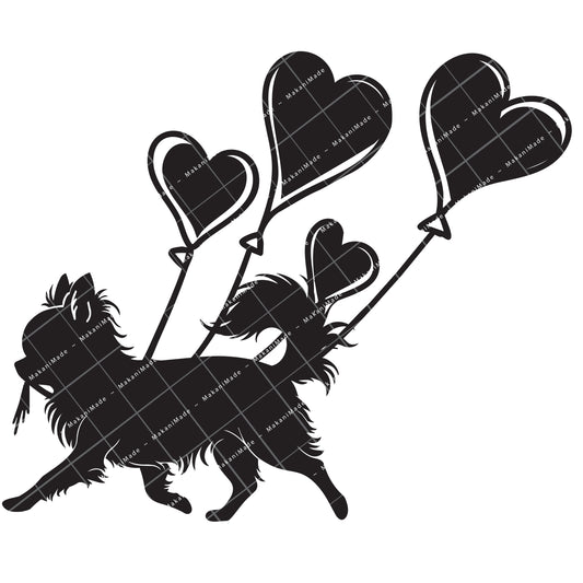 Heart Balloon Chihuahua (Long Hair) Decal