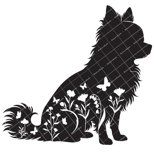 Floral Sit Chihuahua (Long Hair) Decal