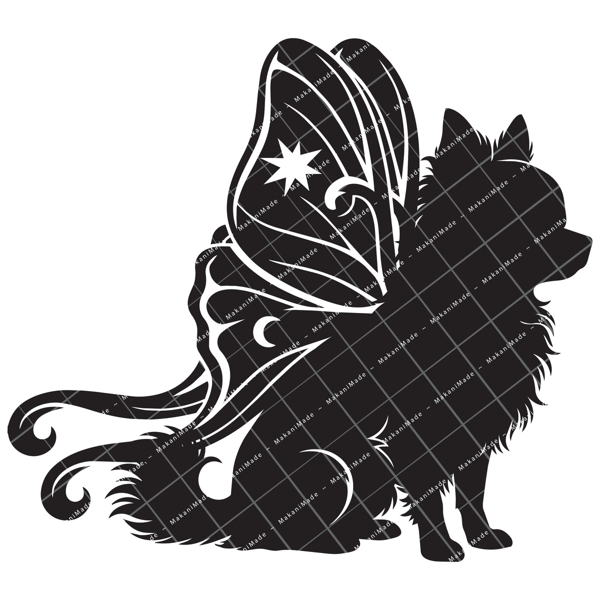 Moth Wing Chihuahua (Long Hair) Decal