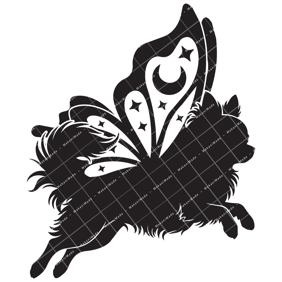 Leaping Butterfly Chihuahua (Long Hair) Decal