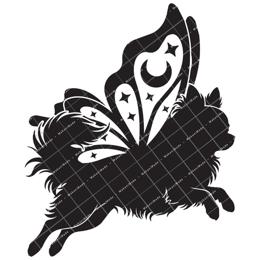 Leaping Butterfly Chihuahua (Long Hair) Decal