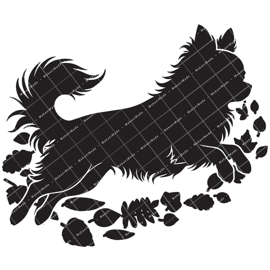 Fall Leaves Chihuahua (Long Hair) Decal