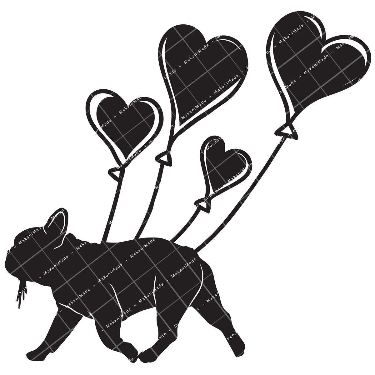 Heart Balloon French Bulldog Decal
