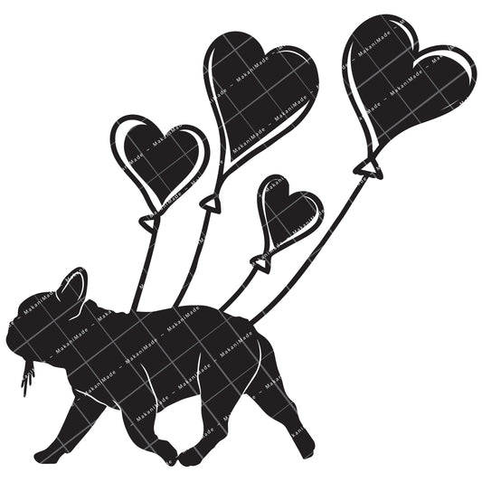 Heart Balloon French Bulldog Decal