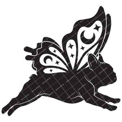 Leaping Butterfly French Bulldog Decal