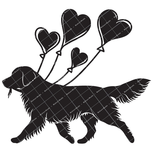 Heart Balloon Golden Retriever Decal