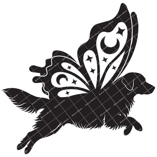 Leaping Butterfly Golden Retriever Decal