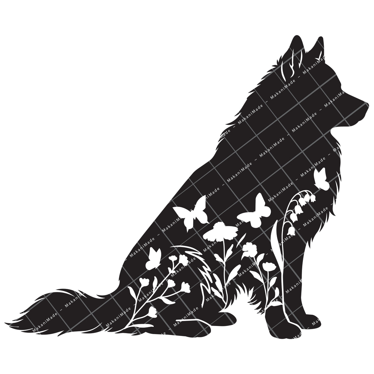 Floral Sit Icelandic Sheepdog Decal